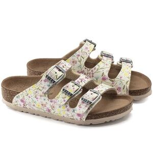 Birkenstock Kids' Florida sandals in the Watercolor Flower White size 34